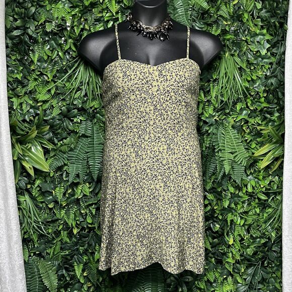 CALVIN KLEIN Dress Women Large Green Animal Print Strappy Mini Skater NWT 2061 - Picture 2 of 8